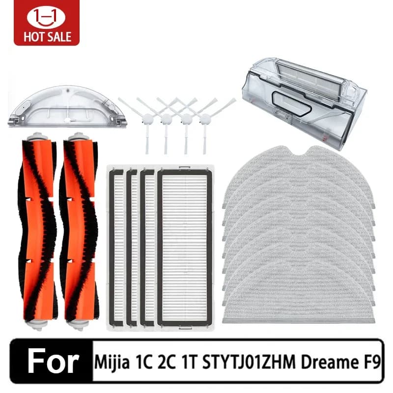 Kit de acessórios para aspirador robótico Dreame F9, incluindo escova principal, filtro Hepa, pano de limpeza e outros componentes