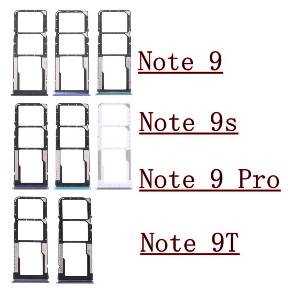 Bandejas de cartão SIM e SD para Xiaomi Redmi Note 9, 9s, 9 Pro e 9T