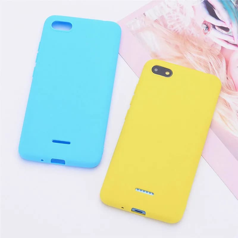Capas para Xiaomi Redmi em azul claro e amarelo, silicone flexível e proteção contra impactos