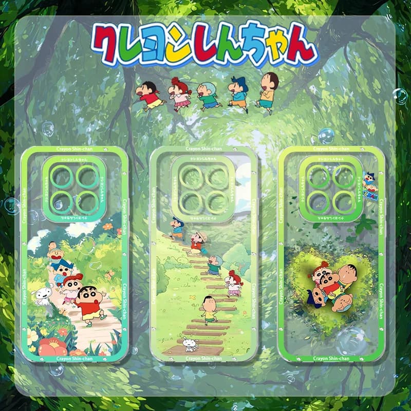 Capa transparente de desenho animado Shin Chan para Xiaomi Redmi Note 15 14 13 Pro Plus 12 10 11 14S 13S 12S 11S 10S 4G 5G