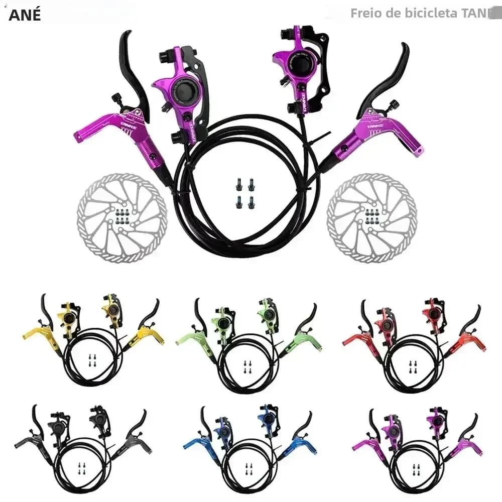 Kit de Freio Hidráulico para Bicicleta de Montanha TANKE com Discos de 160mm, Calipers Hidráulicos, Suportes Dianteiro e Traseiro, e Guidão de 22.2mm