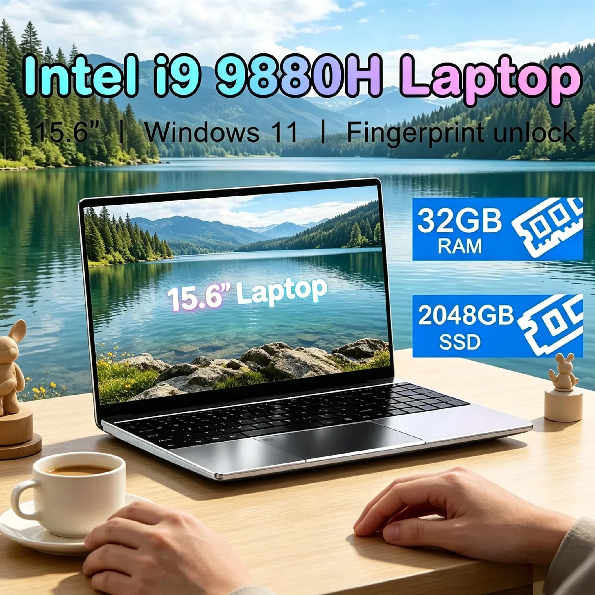 Notebook Intel i9 9880H 15,6 polegadas com 32GB RAM e 2048GB SSD