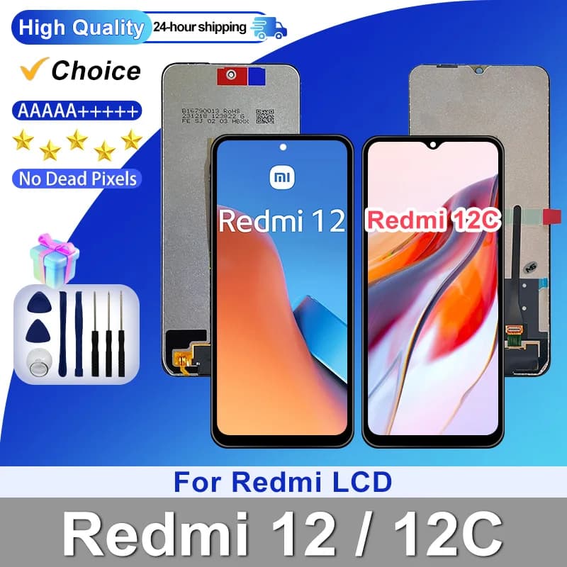 Tela LCD e digitalizador para Xiaomi Redmi 12 e 12C com ferramentas de reparo
