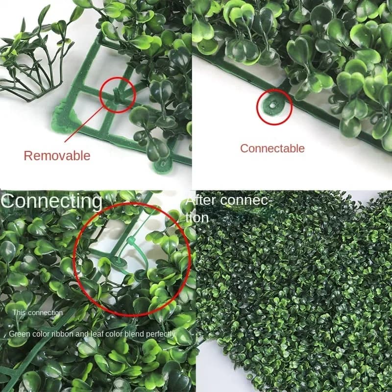 Detalhes de conexão removível e encaixe do painel de grama artificial verde para montagem fácil e personalizada