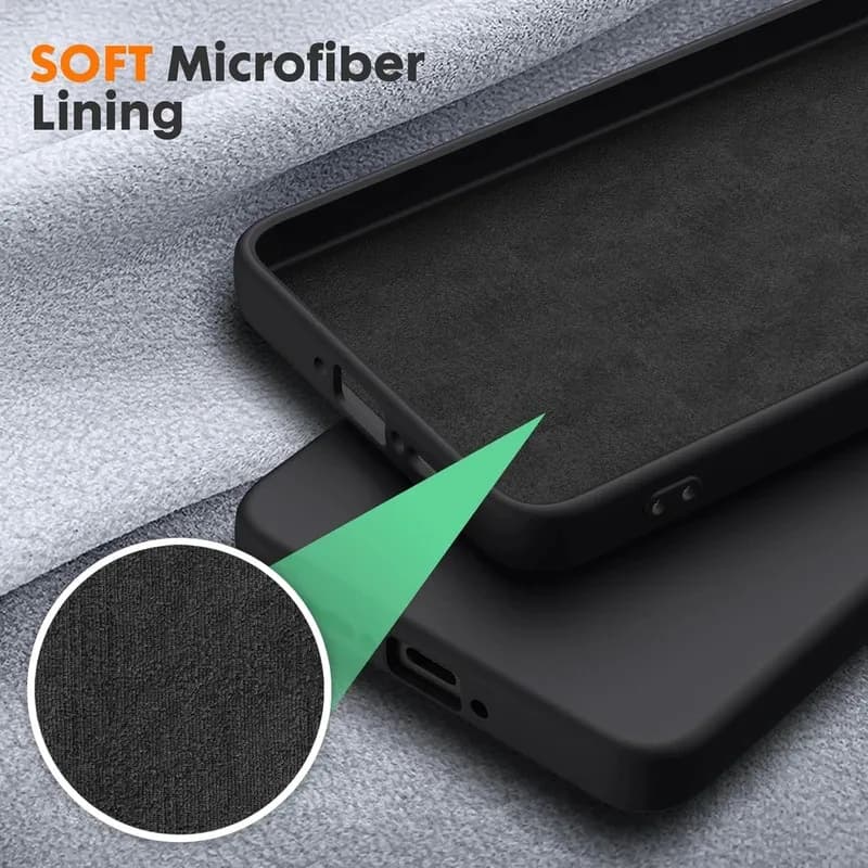 Capa preta para Xiaomi Poco X7 Pro 5G com forro interno macio de microfibra