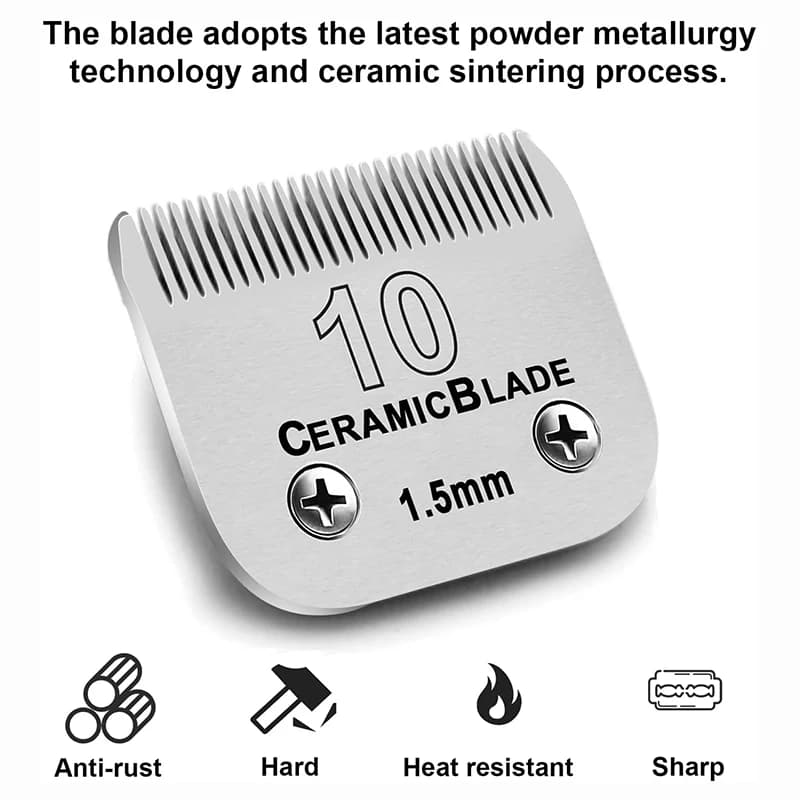Lâmina de tosa cerâmica número 10 para cães, 1.5mm, resistente a ferrugem e calor, afiada