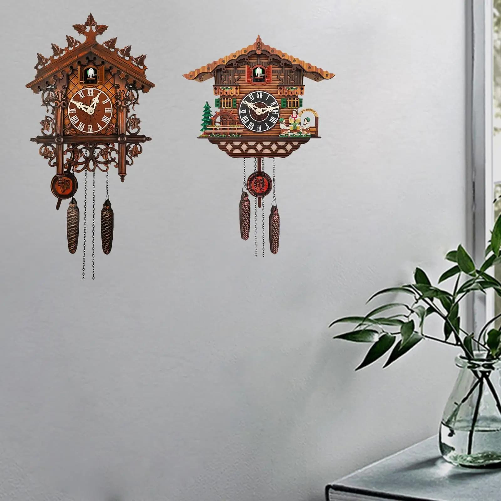 Relógio Cuco de Parede a Pilha, Decoração Artesanal, Sinfonia de Vento