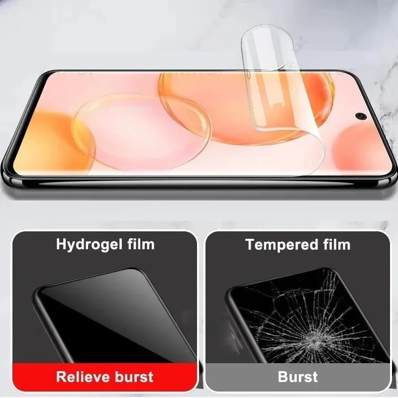 Película protetora de hidrogel para smartphone com 3 peças, efeito de reflexo na tela