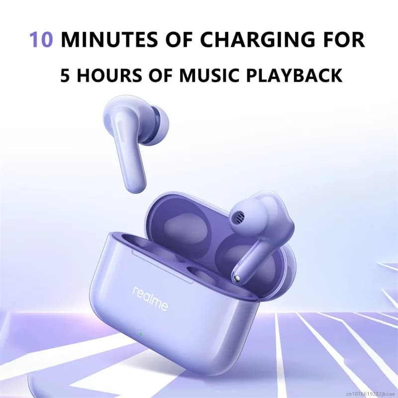 Realme Buds T200 Fones de ouvido sem fio Bluetooth 5.4 ANC com cancelamento de ruído ativo Hi-Res LDAC Headset 530mAh Long Standby