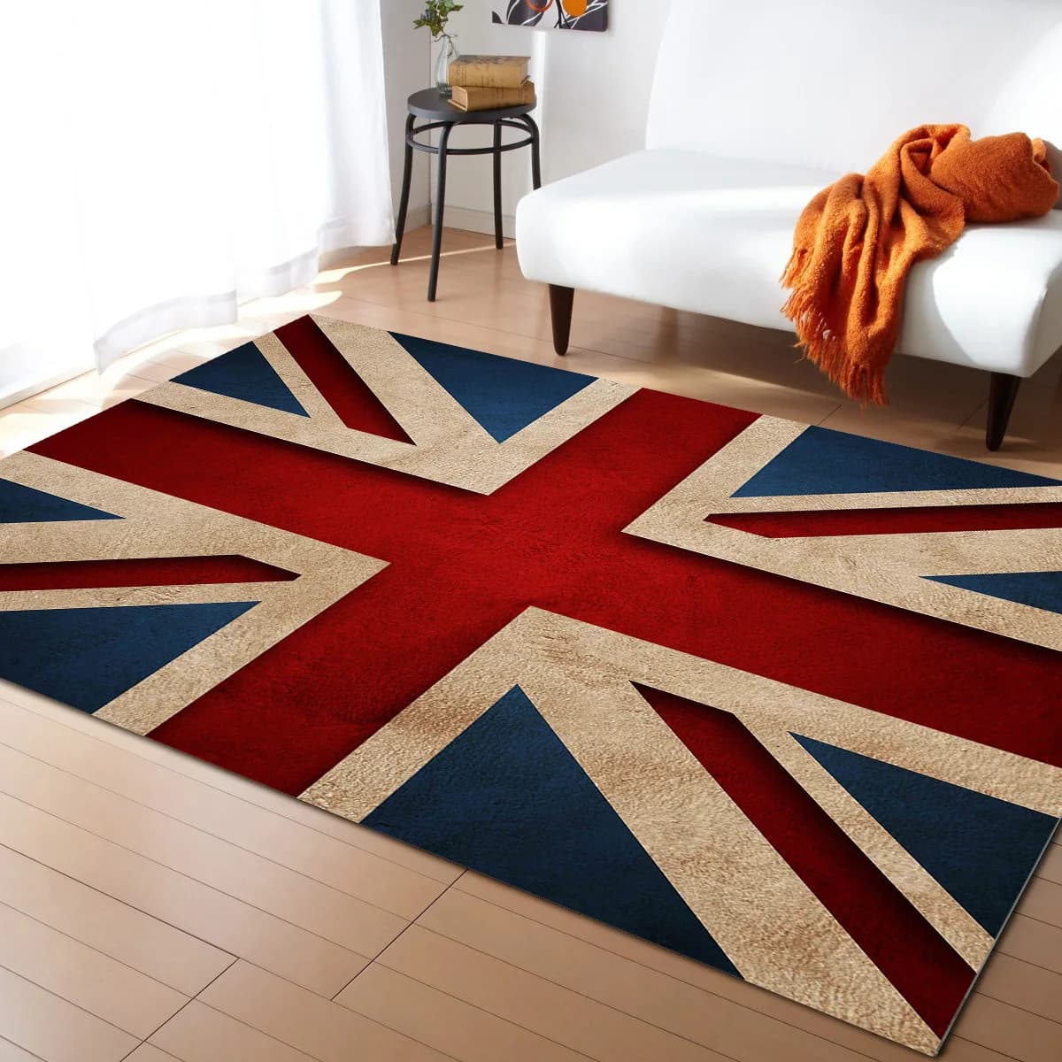 Tapete com padrão retro da bandeira britânica, vermelho, azul e branco.