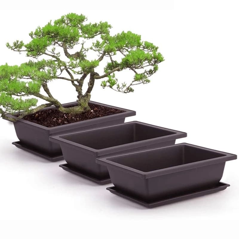 Vasos de flores retangulares imitação de argila roxa bonsai vasos jardim paisagem vasos de plantas suculentas jardim quintal plantador vasos bandejas