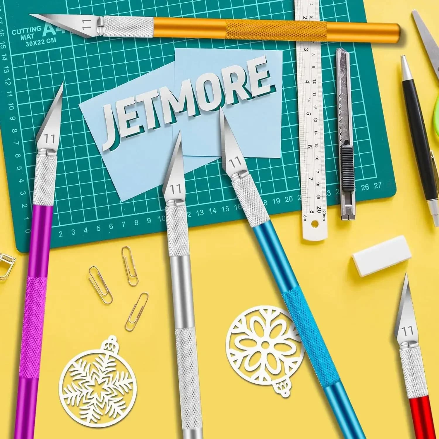 Kit de facas hobby coloridas com lâminas de precisão e cabos em liga de alumínio antiderrapantes