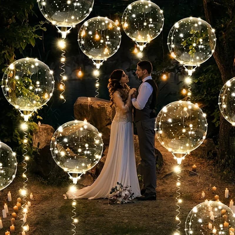 Led colorido 10 conjuntos de balões coloridos de bolha que acenam a luz led balões de hélio para ano novo, aniversário, casamento e festa dec