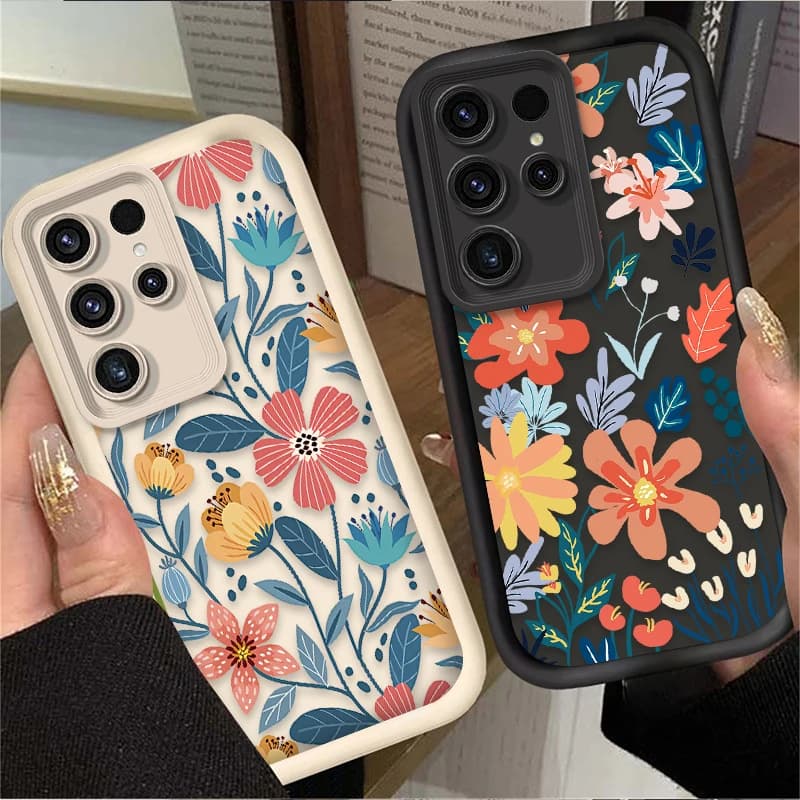Capa de telefone com design floral colorido para Samsung Galaxy