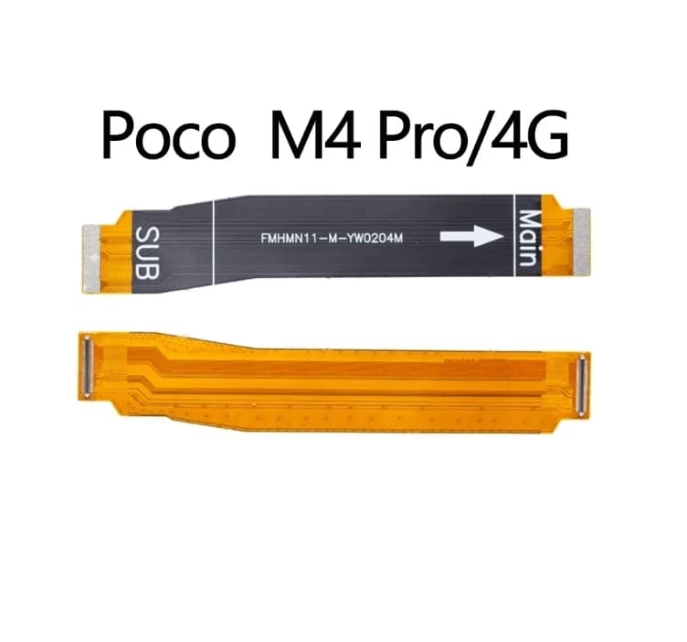 Cabo flexível FPC preto e laranja para placa-mãe Xiaomi Poco M4 Pro 4G com conectores