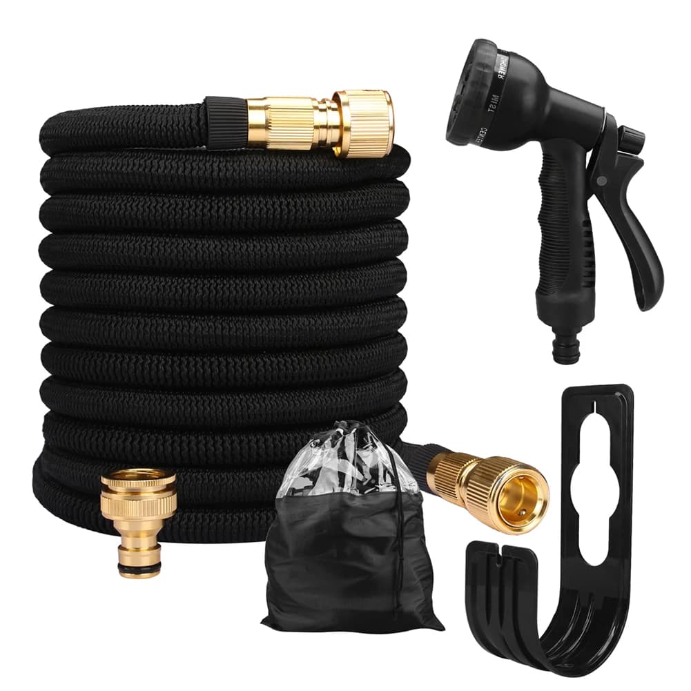 Mangueira de água de jardim expansível, conector de metal duplo, carretel de pvc de alta pressão, tubos de água mágicos para irrigação de jardim, fazenda, lavagem de carro
