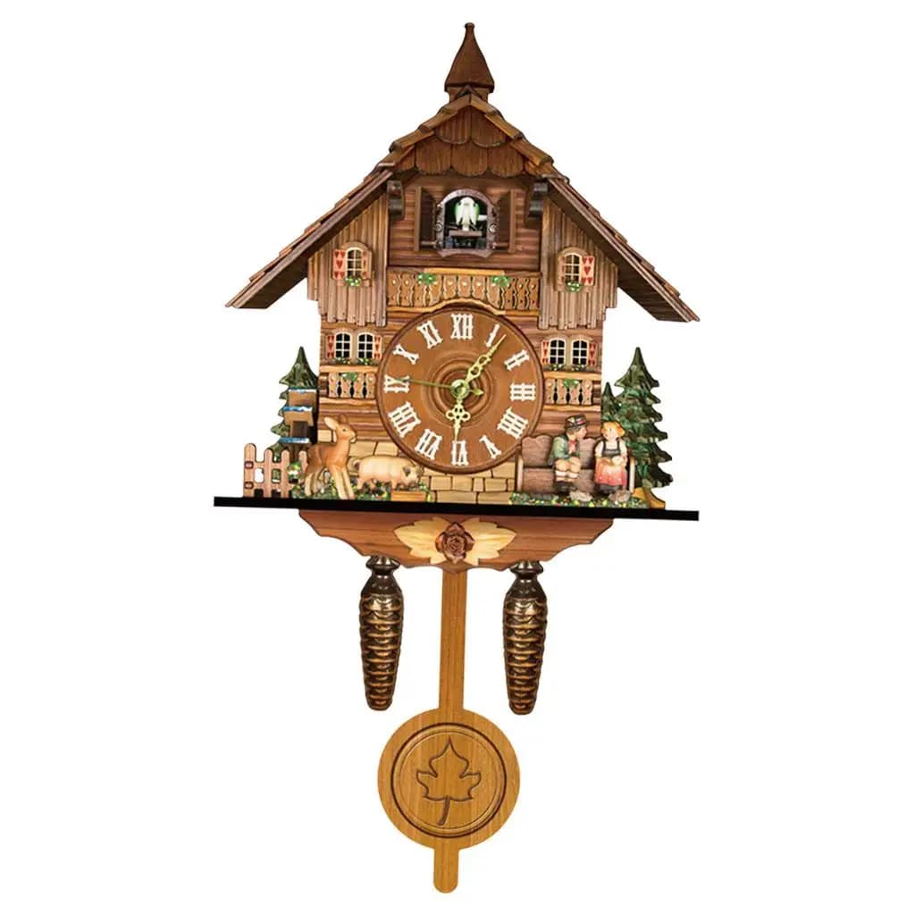 Relógio de parede retrô de quartzo cuco, relógio de balanço de madeira para decoração de quarto de casa, presente