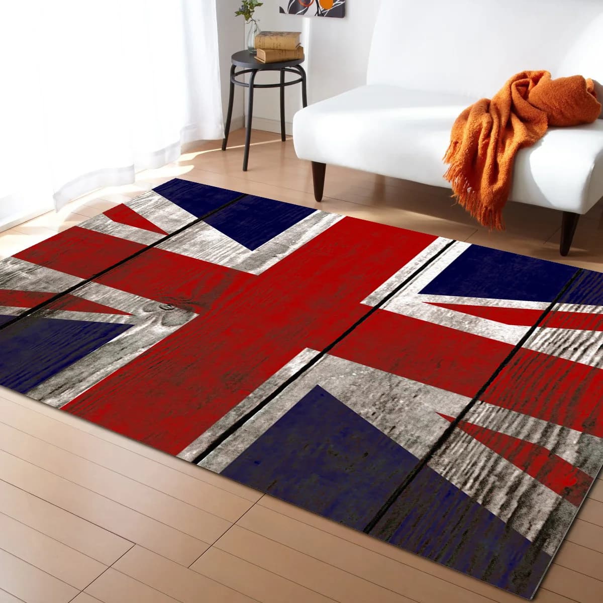 Tapete Padrão Retro Bandeira Britânica, Tapetes de grande área, Tapetes de quarto, Modern Home Living Room Decor, Tapete