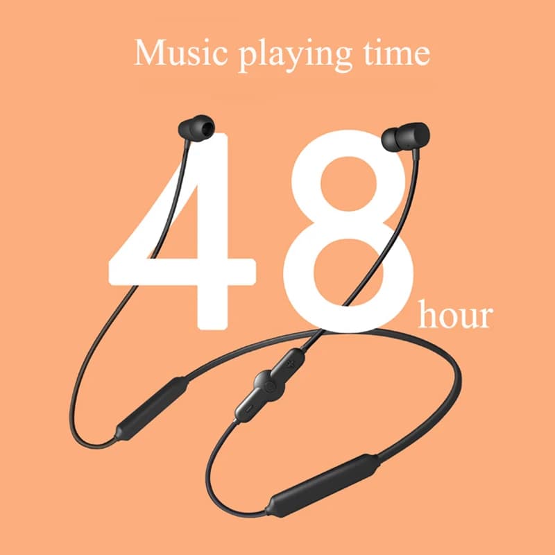 Fones de ouvido sem fio neckband com microfone e durabilidade de 48 horas