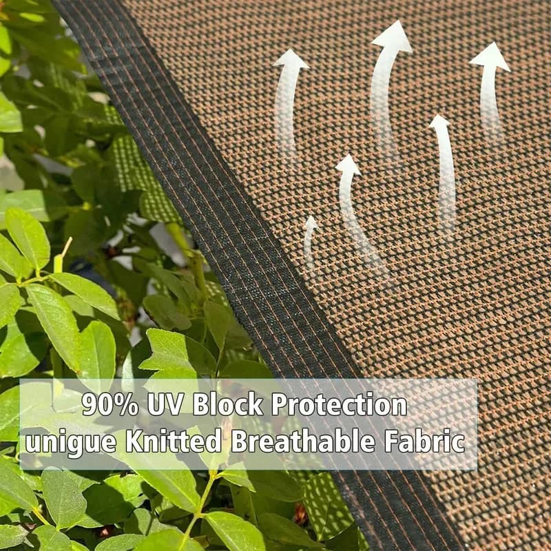 Toldo tela de sombreamento marrom com proteção UV 90% e tecido respirável para jardim