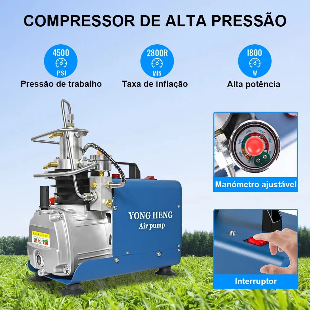 Compresor de ar elétrico Yongheng 300Bar 4500Psi com sistema de resfriamento de água