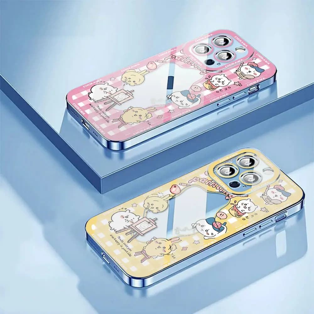 Kit com 2 capas para celular Xiaomi Redmi Note rosa e amarela transparentes com estampa Chiikawa fofa