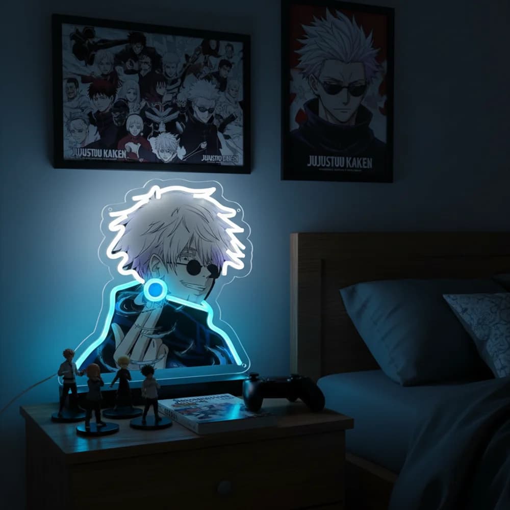 Sinal de néon personalizado anime Jujutsu Kaisen Gojo, luz noturna LED acrílica, decoração quarto e sala de jogos