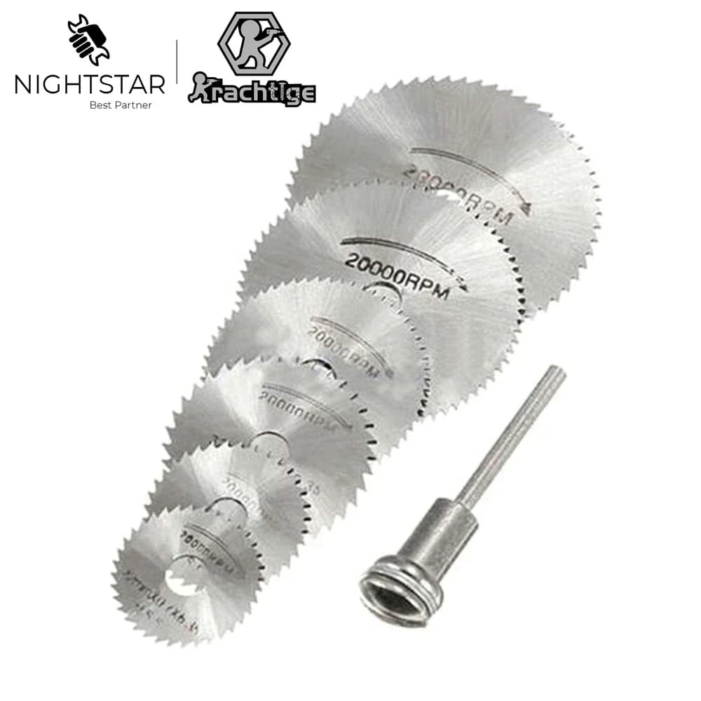 Conjunto 7 peças lâminas serra circular prata aço inoxidável para ferramenta rotativa Dremel