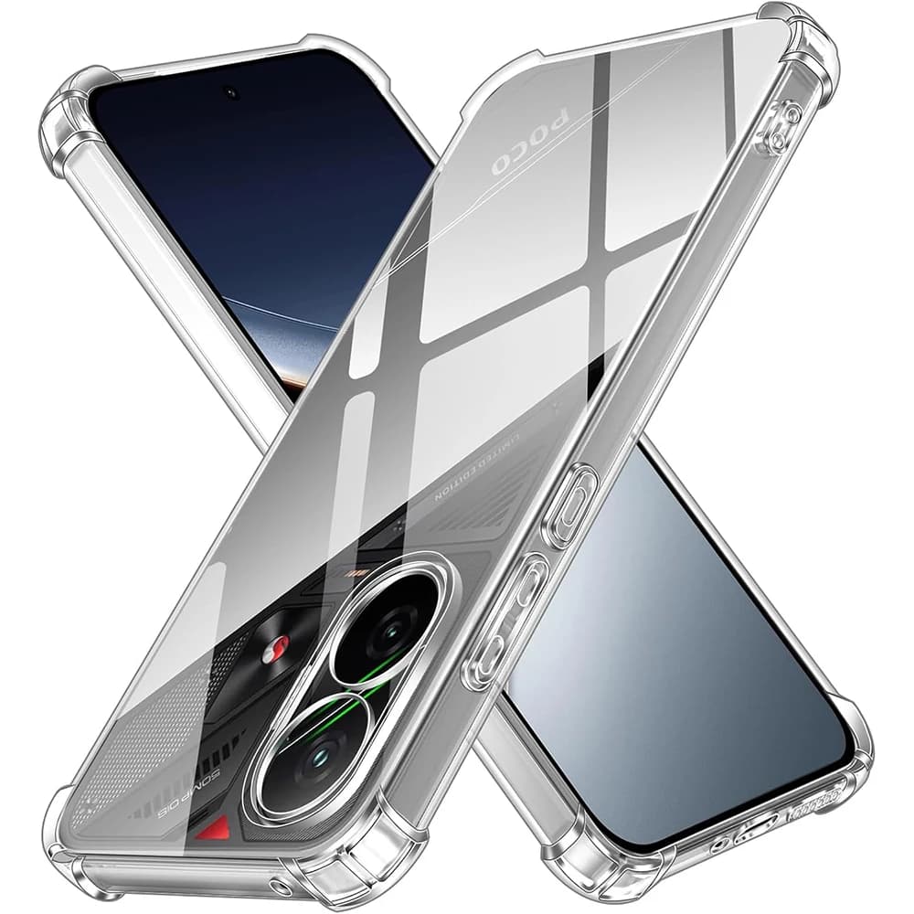 Capa transparente para Xiaomi Poco com proteção reforçada nas bordas e acesso fácil a botões e câmeras