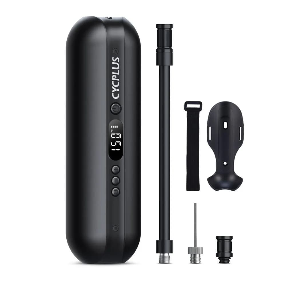 Inflador de ar Cycplus A2 sem fio, preto, com tela digital e acessórios