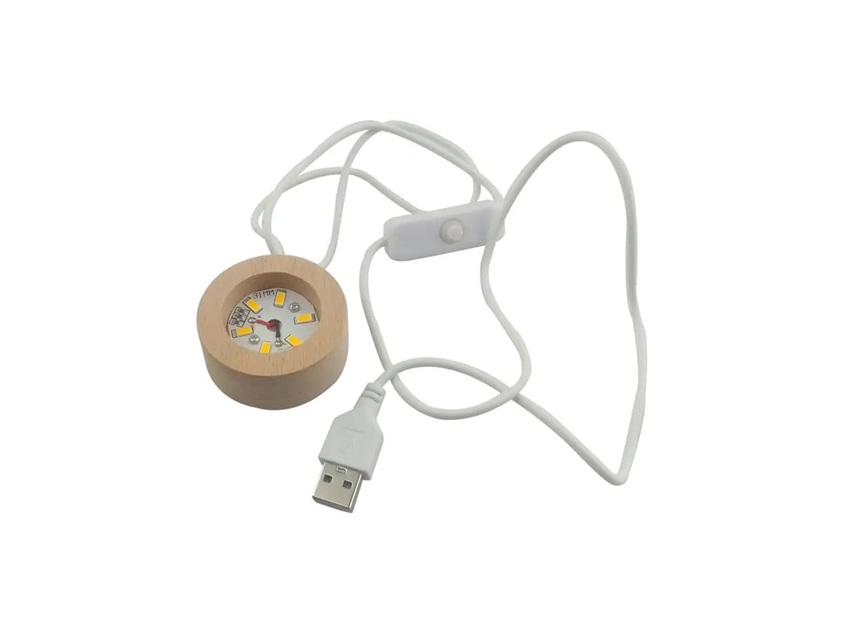 Base de madeira com LED USB e controle para luminária abajur decorativa globo dragão