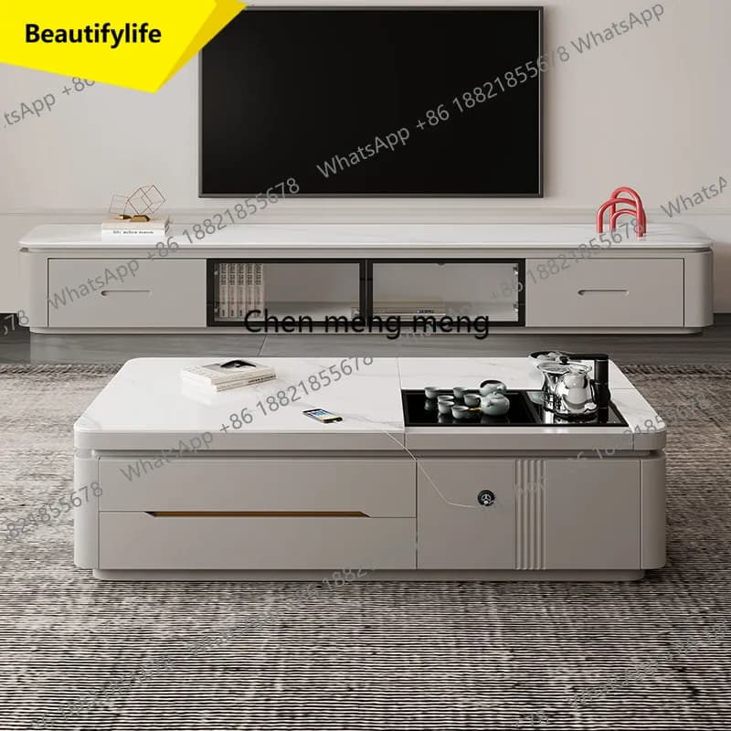 Mesa de Centro Moderna Europeia a38, Estilo Minimalista de Luxo, Mesa de Centro Branca para Sala de Estar, Móveis para Casa