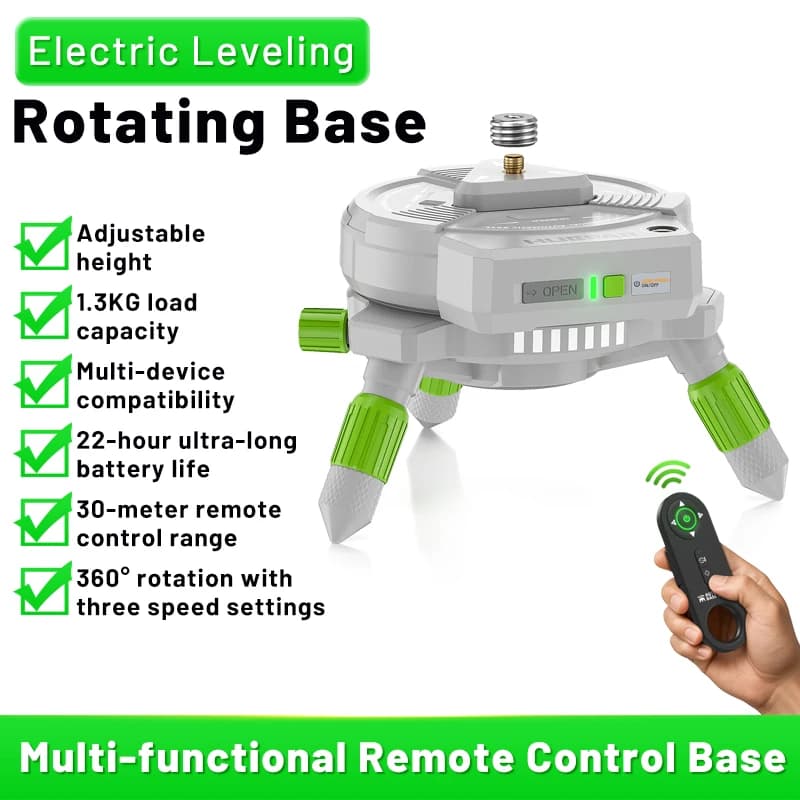 Adaptador de acessórios de nível huepar at5, base rotativa de nível laser elétrico ajustável com controle remoto e montagem de rosca de 1/4 '',5/8''
