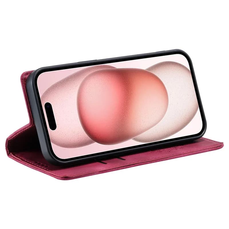Capa flip carteira em couro vermelho para Motorola Moto G86 com suporte para visualização horizontal