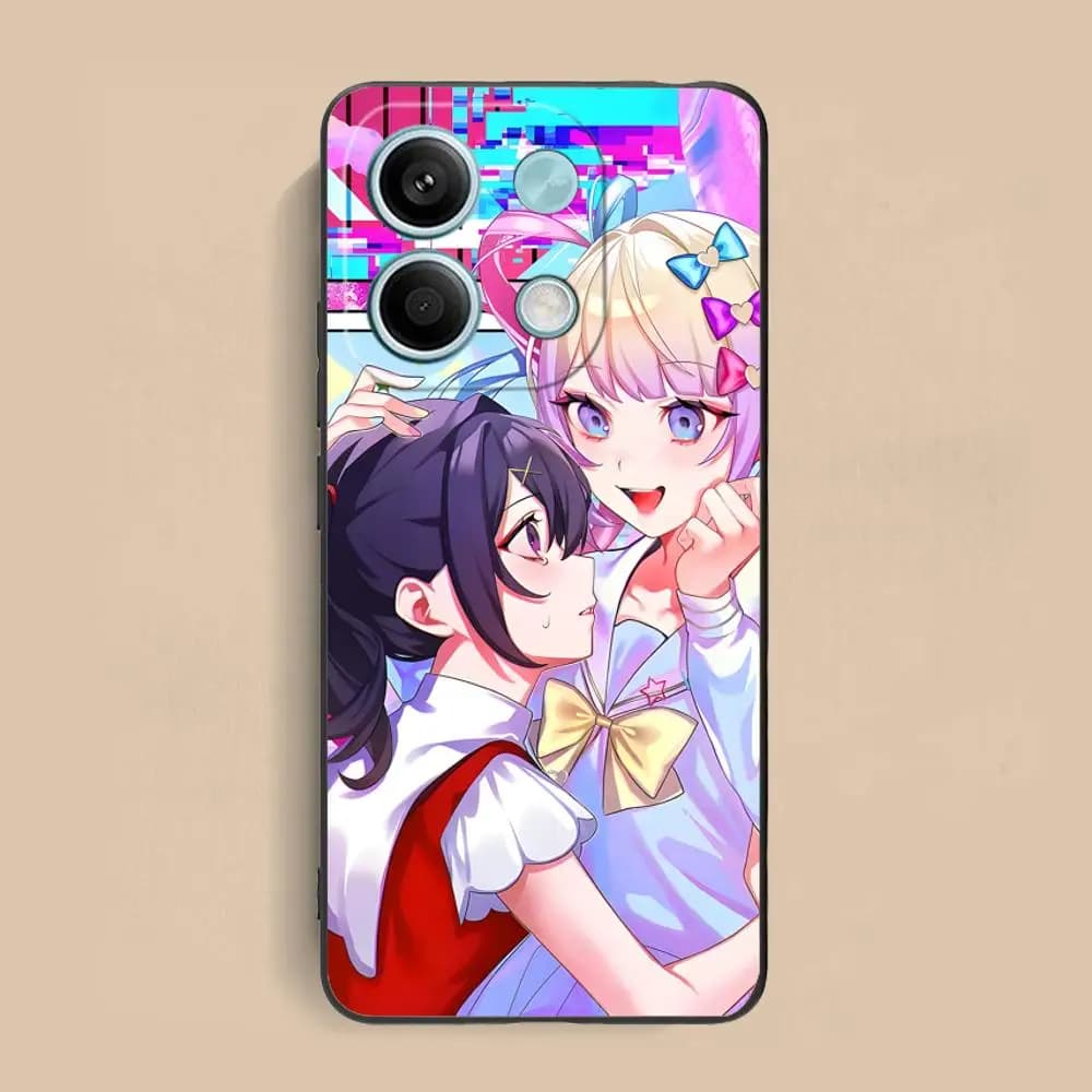 Capa para Xiaomi Redmi Note 14 com arte anime Needy Girl Overdose personagens femininas coloridas