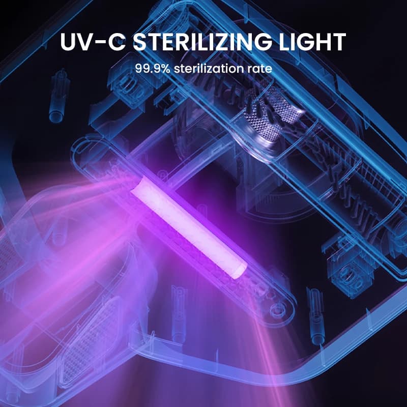 Aspirador de pó com luz esterilizadora UV-C para taxa de esterilização de 99,9% contra germes e bactérias