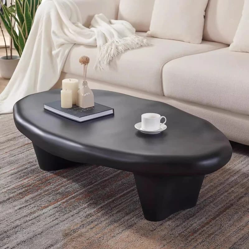 Mesa de Centro Moderna Simples com Design Oval, Mesa de Centro Luxuosa Premium para Sala de Estar, Móveis para Casa