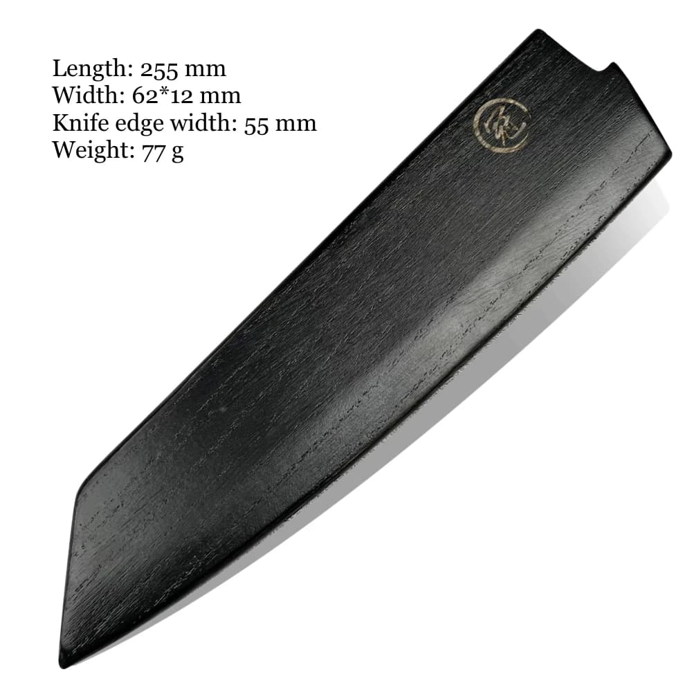 Protetor de lâmina de madeira preta para faca Grand Sharp Gyuto Santoku Nakiri Kiritsuke 255mm