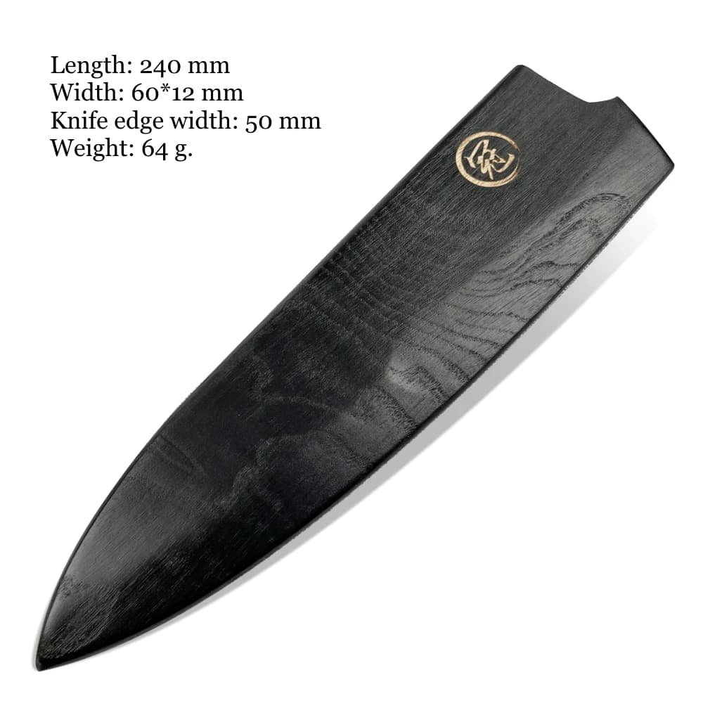 Conjunto de facas japonesas com cabos de madeira e lâminas pretas