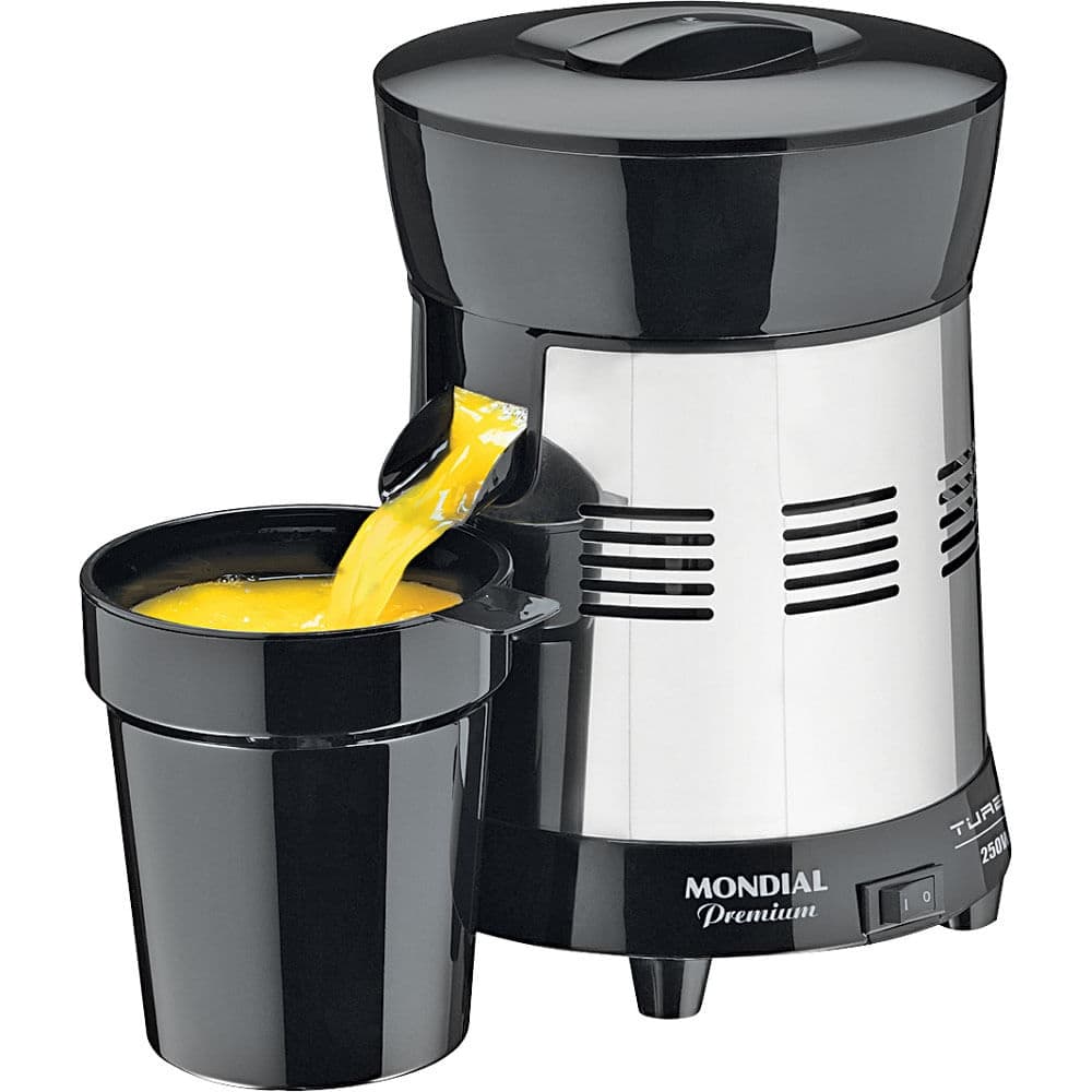 Extrator de Suco Profissional Mondial Premium Turbo E-10 Preto/Prata Bivolt
