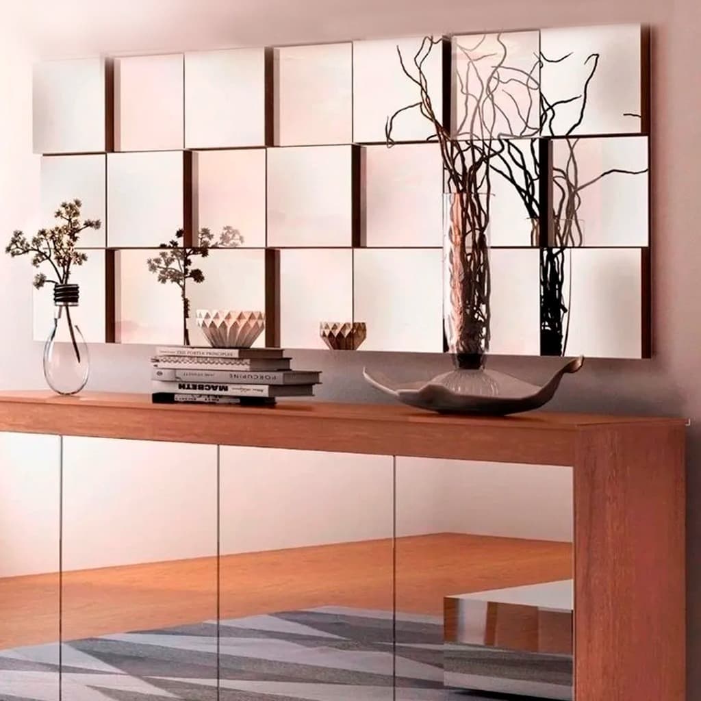 Espelho decorativo 3D painel vidro reflexivo montado parede