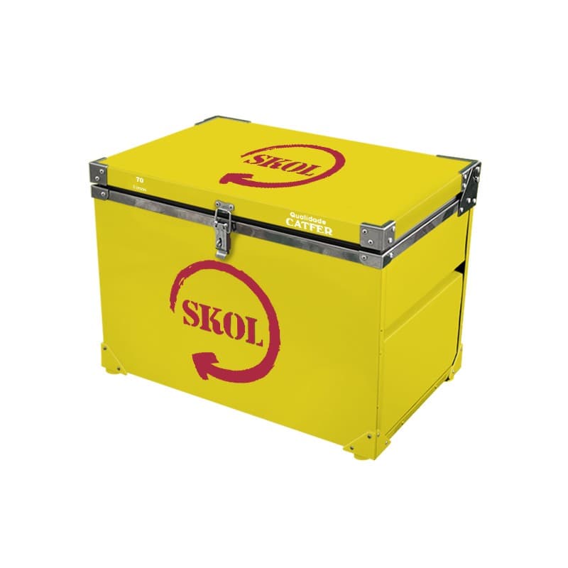 Caixa Térmica 70 Litros Amarelo Cerveja Redonda com Logo Skol