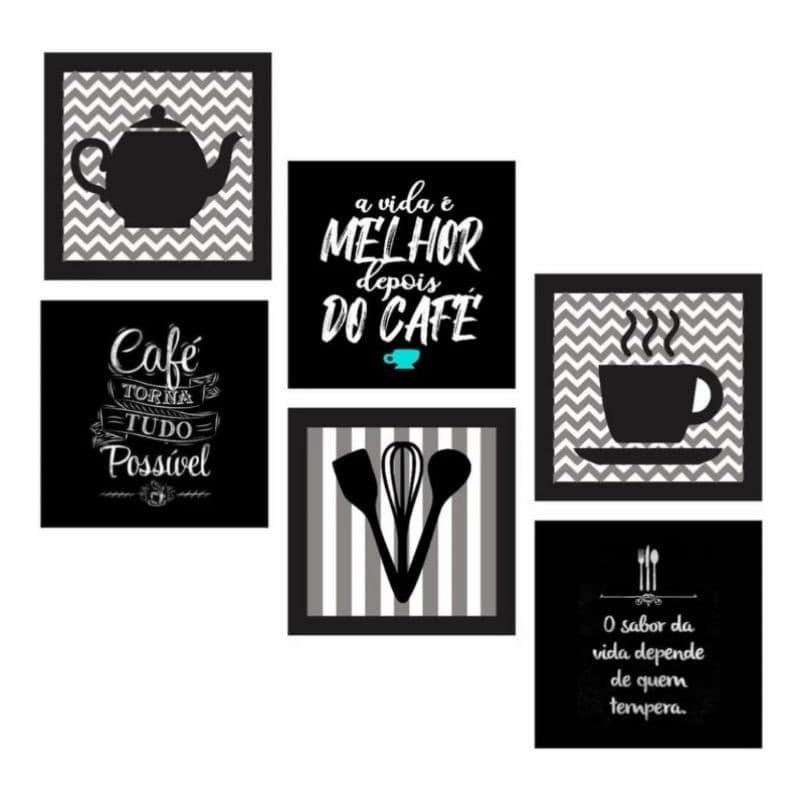 Kit de quadros decorativos minimalistas para cozinha com frases inspiradoras