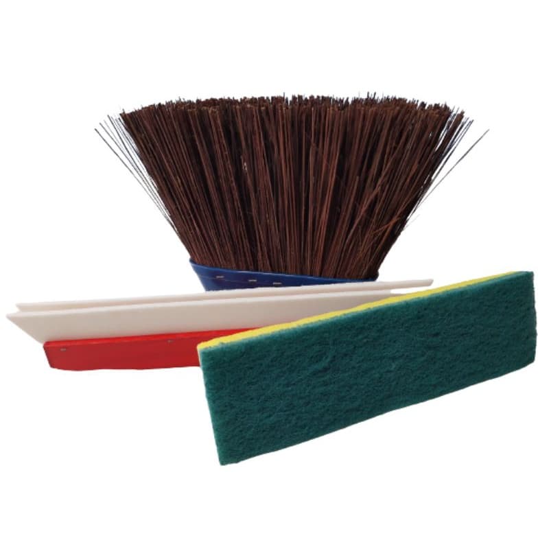 kit vassoura piaçava+rodo 30cm madeira+ lava azulejo sem cabo