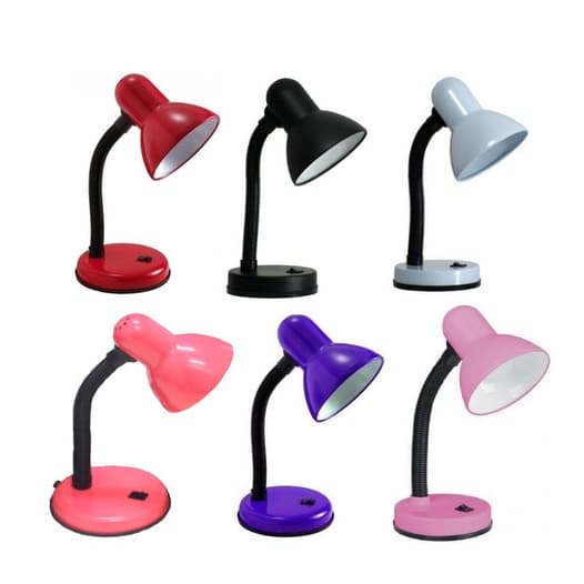 Lâmpadas de mesa flexíveis em vermelho, preto, branco, rosa, roxo e magenta