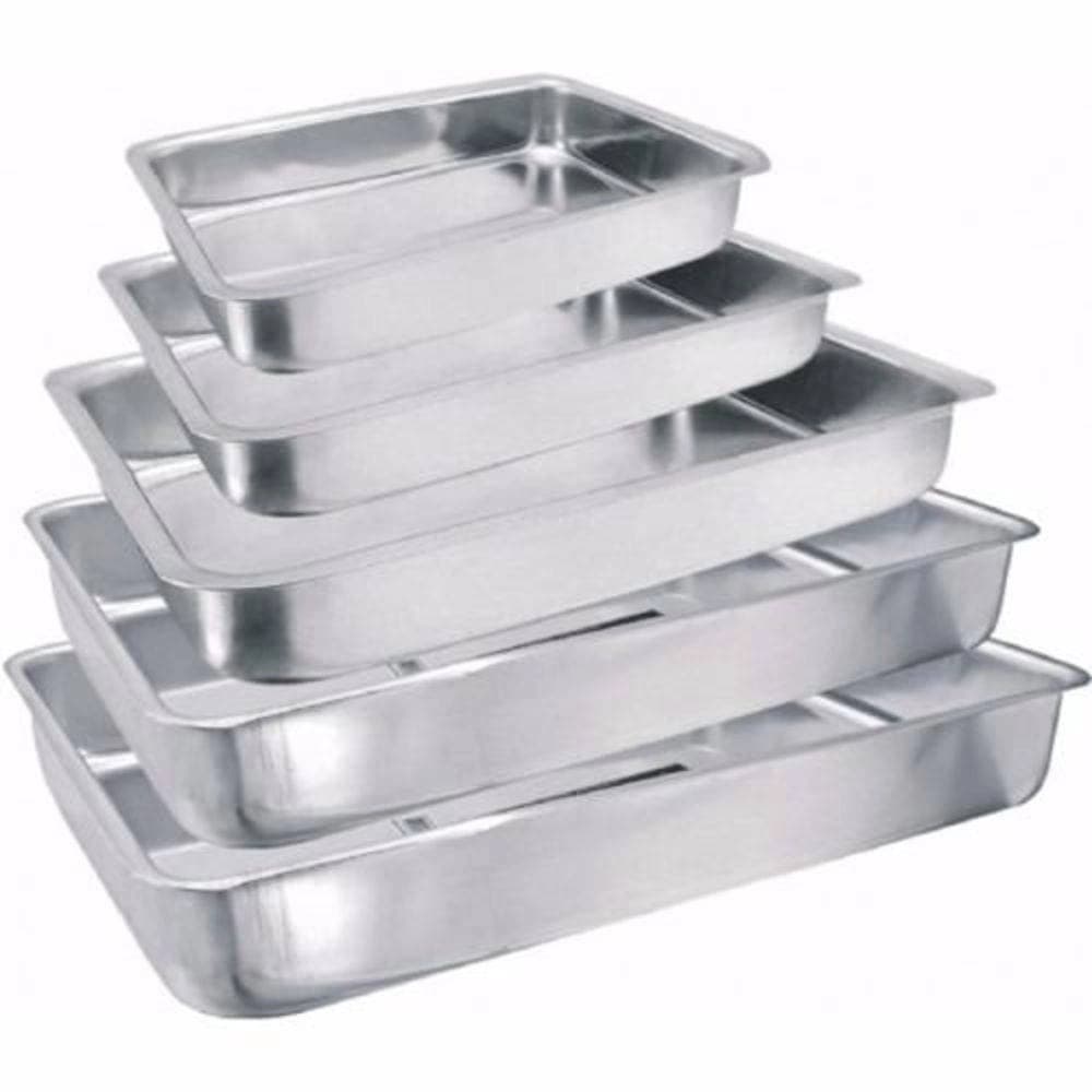 Jogo 5 Assadeiras Formas Para Bolo Retangular Alumínio