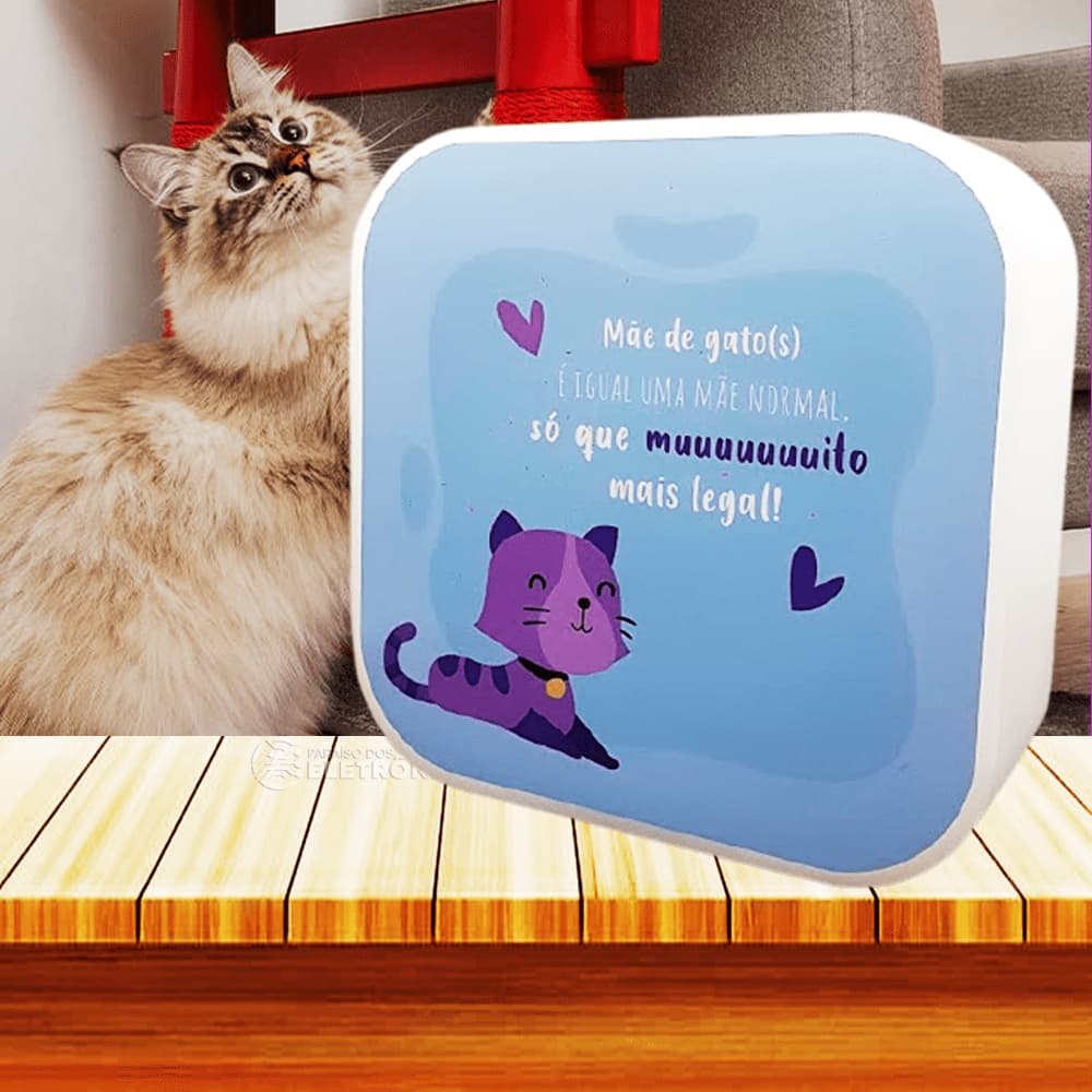 Luminária De Mesa Mãe De Gato Led Branco  Com Controle Remoto - 10010884B