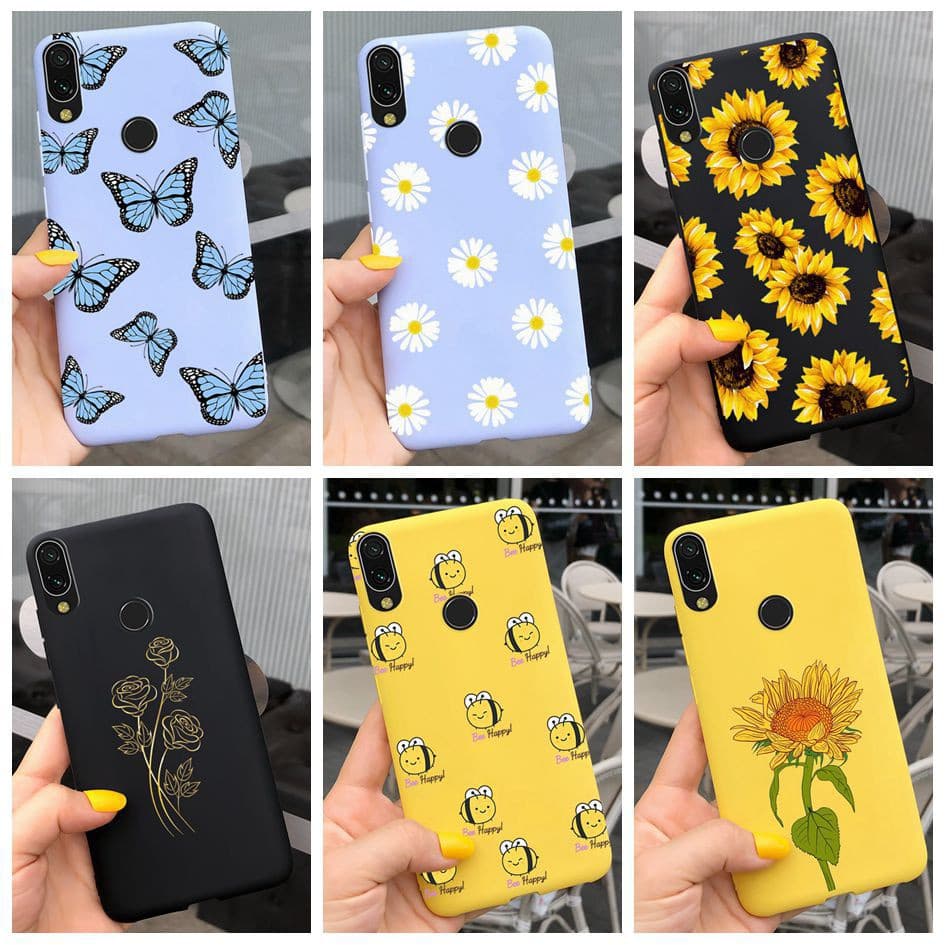 Capas de telefone Xiaomi Redmi Note 7 Pro com designs de borboletas, margaridas, girassóis e abelhas