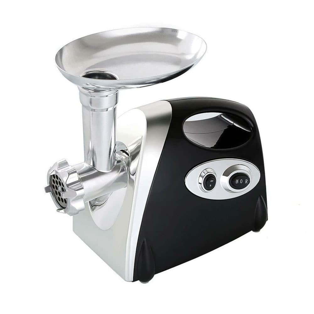 Máquina moedor elétrico semi-industrial preta e prata para moer carne, linguiça, kibe e frango