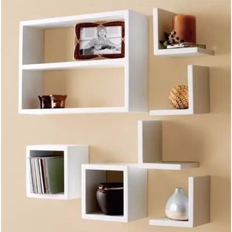 Kit 7 Peças Nichos Cubo L Prateleira Escritório Sala Quarto - Compmovel